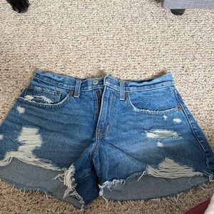 Abercrombie & Fitch Ripped Blue Jean Shorts
